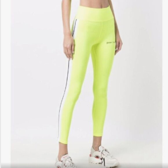 Palm Angels Side Stripe Logo Track Leggings Fluorescent Yellow Size S - Picture 4 of 6
